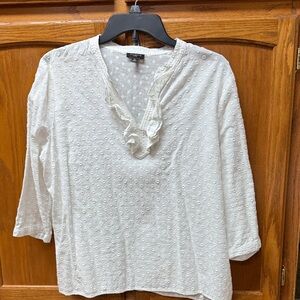 Talbots White Ruffled Blouse